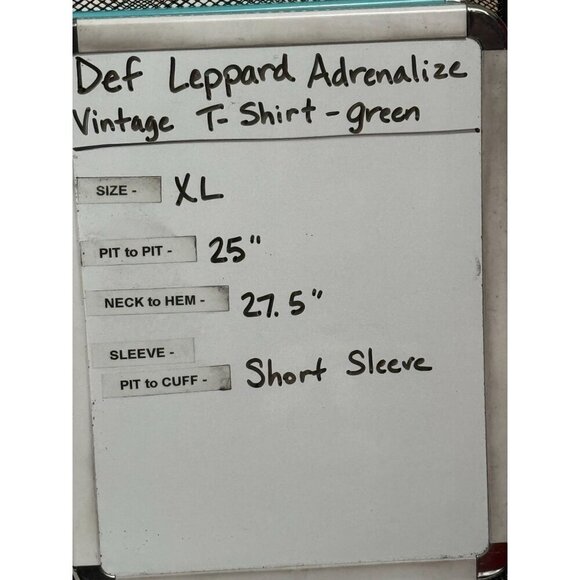 Def Leppard Adrenalize Green T-Shirt Size XL  100% Cotton  Short Sleeve - Picture 6 of 6